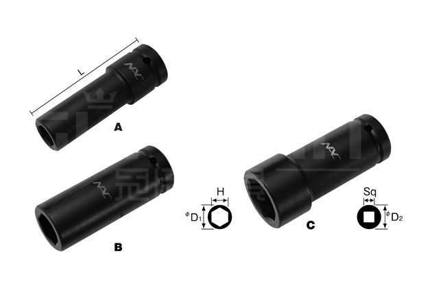 加长型内六角套筒-12.7mm(1/2”)方形驱动套筒